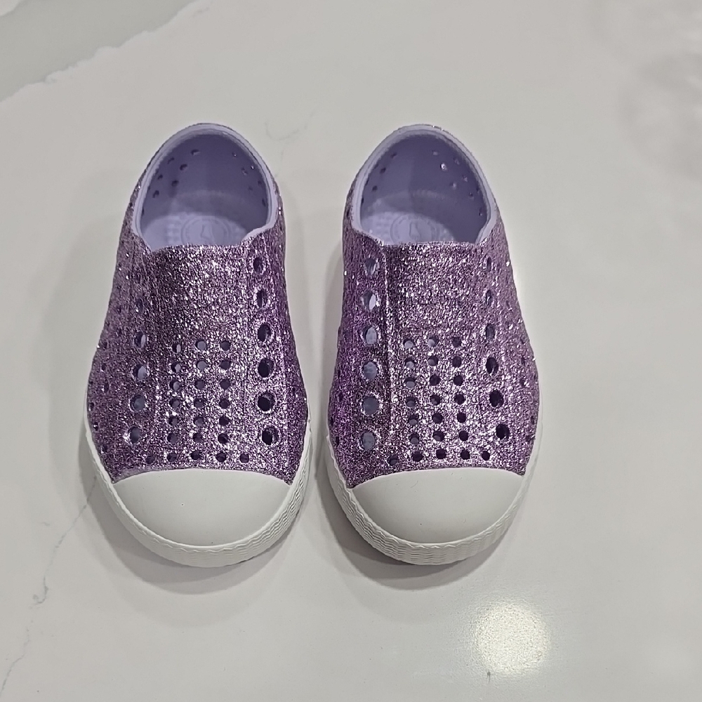 Native Sparkly Purple Kids Slip-On Water Shoes